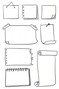 hand drawn notebooks with notes attached to them