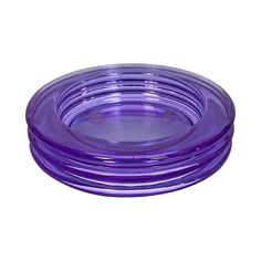 purple plastic plates stacked on top of each other