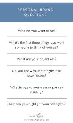 a poster with the words personal brand questions