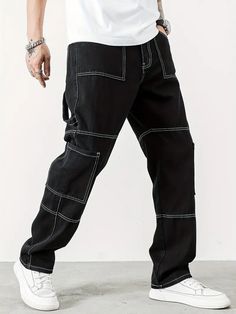 Straight Leg Cargo Pants, Casual Cargo Pants, Streetwear Jeans, Outdoor Pants, Mens Cargo, Patched Jeans, Cargo Pants Men, Streetwear Women, Outdoor Wear