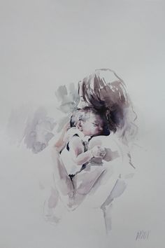 a painting of a woman holding a baby