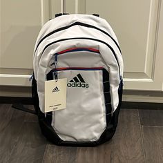 Brand New With Tags And Authentic Item. Adidas White Sporty Backpack, White Adidas Sporty Backpack, Adidas Sporty White Backpack, White Backpack For Back To School, White Large Capacity Backpack For School, Large Capacity White Backpack For School, White Adidas Backpack For School, Adidas White Standard Backpack, White Standard Backpack For Back To School