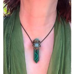 Harness the powerful energies of Malachite and Aventurine with this stunning crystal point necklace, designed as a protective amulet for spiritual seekers. The striking green Malachite, known as the "Stone of Transformation," offers protection and emotional healing, while Aventurine, the "Stone of Opportunity," brings luck, abundance, and inner peace. Handcrafted in a boho-inspired design, this necklace is not only a meaningful spiritual accessory but also a stylish and unique gift for her, perfect for any occasion Malachite: A powerful protective stone that absorbs negative energies and promotes personal growth, transformation, and balance. Aventurine: Associated with luck and prosperity, Aventurine inspires optimism, creativity, and calmness, making it an excellent stone for new beginnin Protective Amulet, Raw Stone Jewelry, Crystal Point Necklace, Healing Stones Necklace, Aventurine Crystal, Protection Amulet, Green Malachite, Chunky Rings, Spiritual Gifts