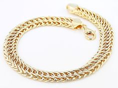 18k Yellow Gold Over Sterling Silver 8mm Woven Oval Link Bracelet with a lobster claw clasp. Classic Gold Bracelet With Lobster Clasp, Formal Oval Gold Bracelet With Lobster Clasp, Beading Tools, Diamond Alternatives, Popular Jewelry, Mens Accessories Jewelry, Jewelry Maker, Jewelry Making Beads, Metal Jewelry