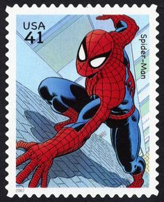 a postage stamp with the image of spider - man