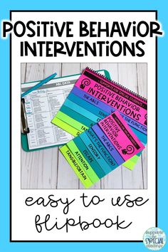 an easy to use flipbook with text that reads positive behavior intentionss and instructions