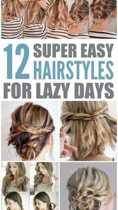 Updos Hairstyles, Lazy Day Hairstyles, Short Hair Up, Super Easy Hairstyles, Easy Hairstyles Quick, Lazy Hairstyles, Second Day Hairstyles, Hairstyle Tutorials, Easy Hairstyles For Medium Hair