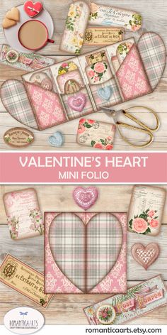 valentine's heart mini follo paper craft kit with envelopes and other items