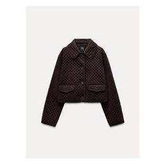 Jacket with lapel collar and long sleeves. Flap pockets at front. Front button closure. Dark Brown Jacket, Short Cardigan Sweater, Collared Jacket, Waistcoat Dress, Cargo Shirts, Trench Jacket, Cardigan Sweater Dress, Tshirt Skirt, Brown Jacket