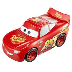 a red toy car with the number 95 on it