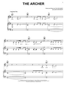 the archer sheet music for voice and piano