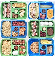 several plastic containers filled with different types of food