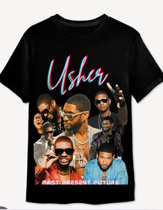 a black t - shirt with the words usher on it