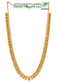 22 Karat Gold 'Mango' Mala with Stones
   - 235-GN517 - in 45.600 Grams for USD $3503.19. 
Made in India by Totaram Jewelers Online this product is in Gold - 22 Karat BIS Hallmark 916 KDM Gold  & is an excellent gift for Adult - Women. Ships fully insured with secured guaranteed delivery for free with your order over $250 from New Jersey USA & comes with 30 days exchange policy. Mango Mala Jewellery, Gold Haram Designs, Mango Mala, Gold Haram, Indian Gold Jewelry, 22k Gold Necklace, Delicate Gold Jewelry, Mala Jewelry, Diamond Wedding Jewelry