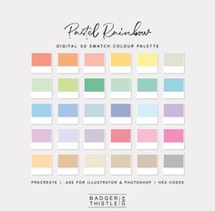 the pastel palette is shown in different colors