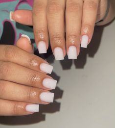 Short Soft White Nails, White Short Natural Nails, White Gel Nails Ideas, Short Basic Nails, White Short Acrylic Nails, Short White Nails, Work Appropriate Nails, Milky White Nails