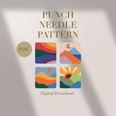 an image of a book cover with the title punch needle pattern written in gold on it