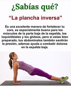 a woman is doing an exercise with the words la plancha inversa on it