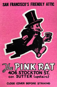 the pink rat sticker is sitting on top of a pink shirt with an image of a man in a top hat