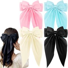 PRICES MAY VARY. 【Unique Design】This beautiful bow clip with long tassel , elegant and delicate, uses the most classic and popular bow design of the moment. Our hair bows for adults use spring clip that are easy to clip into your hair. Simply complete a casual and beautiful hairstyle, saving time spent on hair styling.In addition to decorating your hair, these bulk bow barrettes can be used as a DIY accessory on bags or clothes.Fashionable beige hair accessories for birthdays Christmas Valentine Colored Ponytail, Hair Bow Clips, Beige Hair, Tail Hair, Beautiful Hairstyle, Bow Hairstyle, Hair Ribbons, Diy Accessory, Bow Hair Accessories