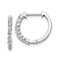 14k White Gold Diamond Hinged Hoop Earrings. 0.33ctw - Seattle Gold Grillz Hoop Earrings Style, Nature Earrings, Fancy Diamonds, White Gold Earrings, Diamond Hoop Earrings, White Earrings, Hoop Earrings Small, Fine Jewellery Earrings, Diamond Stone