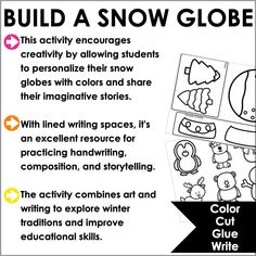 a poster with instructions on how to build a snow globe for children and adults in winter