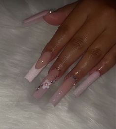 Pretty Nail Inspo Coffin, Long Elegant Nails Classy, Acrylic Nails Ideas Gems, Nails Without Rhinestones, Xl French Tip Acrylic Nails, Nude Bling Acrylic Nails, Long Square Acrylic Nails With Diamonds, Nails Acrylic Diamonds, V Tip Nails Coffin