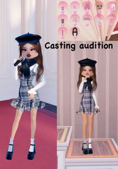 an animated doll wearing a graduation outfit and holding a microphone in front of her head