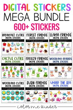 the digital stickers mega bundle for children's books, crafts and other activities