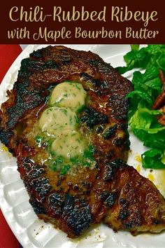 grilled ribeye steak with maple bourbon butter