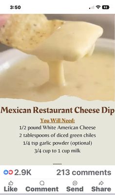 an ad for mexican restaurant cheese dip