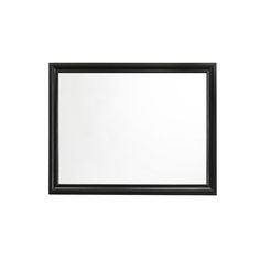 an empty black framed mirror on a white background with clipping for text or image