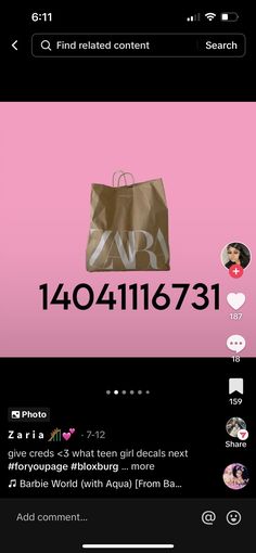 a pink and black background with an image of a shopping bag on the left side