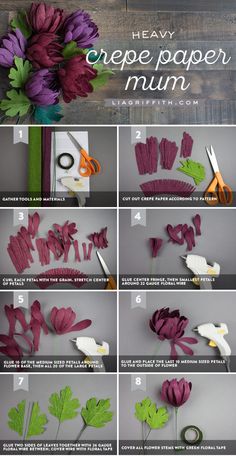 how to make paper flowers with crepe paper and scissors - step by step instructions