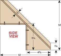 the side view is shown with measurements for the roof and wall section, which shows how to