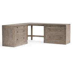 an l shaped desk with drawers on each side