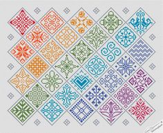 a cross stitch pattern with different colors