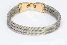 Fred Paris Bracelet.Force 10 bracelet in cable steel and 18K yellow gold by Fred. Approximate Measurements: Length: 7" Width" 0.5" Weight: 43 Grams Paris Bracelet, Rope Bracelet, Antique Jewelry, Mens Jewelry, 18k Gold, Force, Cable, Fragrance, Yellow Gold