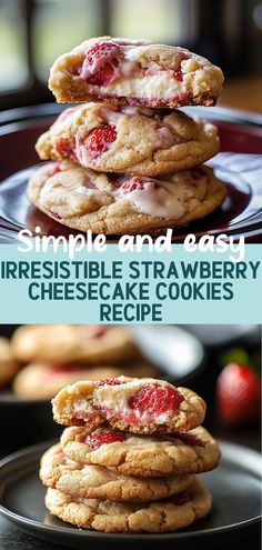 Dive into the world of flavors with these irresistible Strawberry Cheesecake Cookies! This recipe combines the rich, creamy texture of cheesecake with the sweet, juicy burst of fresh strawberries, all wrapped up in a soft, chewy cookie. Perfect for summer gatherings or as a delightful treat at home, these cookies are quick and easy to prepare. Impress your friends and family with a dessert that captures the essence of summer in every bite—perfect for any occasion! Strawberry Cheesecake Stuffed Cookies, Recipes With Strawberries, Strawberry Cheesecake Cookies, Cheesecake Cookies Recipes, Cheesecake Cookie, Strawberry Cheesecake Bars, Easy To Make Cookies, Cheesecake Cookies, Baked Goodies