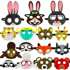 a group of different masks with animals on them