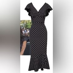 Stop Staring Black And White Polka Dot Retro Pinup Dress (Size Xs) New With Tag Bust 33”, Waist 24”, Hip 34”, Length 42” Vintage Dresses 1940s, Vintage Black Cocktail Dress, Stop Staring Dresses, Capelet Dress, 40s Dress, Cocktail Dress Vintage, Pin Up Dresses, Blush Dresses, 1940s Dresses