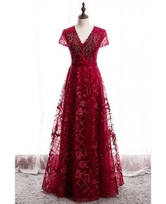 Buy modest burgundy vneck sequined formal dress with sleeves at affordable price online. Free shipping and pro custom service since 2009. Sequin V-neck Prom Dress, Holiday V-neck Evening Dress For Banquet, Red V-neck Evening Dress For Prom Season, V-neck Evening Dress For Holiday Banquet, Holiday Burgundy V-neck Dress, Burgundy V-neck Wedding Dress, Burgundy V-neck Evening Dress For Prom, Fitted Burgundy V-neck Evening Dress, Formal Dress With Sleeves