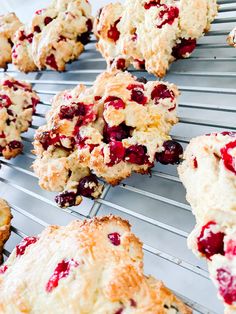 cranberry scones cooling on a wire rack