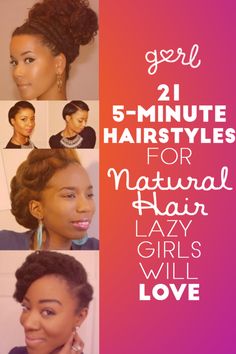 21 Five Minute Hairstyles For Natural Hair That Lazy Girls Will Love Hairstyles Twist, Five Minute Hairstyles, Hairstyles For Natural Hair, 5 Minute Hairstyles, Lazy Hairstyles