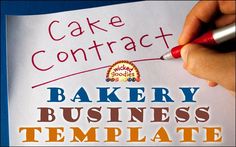 a hand writing on top of a piece of paper with the words cake contract written above it