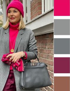 Color Matching Clothes, Grey Blazer Outfit, Pink Combination, Deep Autumn Color Palette, Winter Typ, Color Combinations For Clothes, Fashion Templates