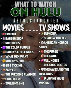 the poster for what to watch on hulu astros daughter movies tv shows, including