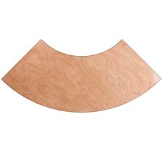 a wooden skateboard with holes in the bottom half and an upside down design on it