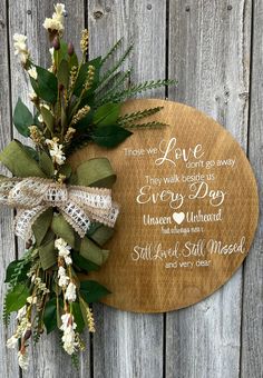 "Beautiful wooden sympathy door hanger, Sympathy gift , Memorial wreath with meaningful message \"Those we love don't go away they walk beside us everyday\"  Measurements: 14 x20 and 5 inches deep Our wreaths are handmade in our shop with care❤️" Diy Memorial Wreath, Memorial Wreath Ideas, Memorial Gifts Diy, Wreaths For Funerals, They Walk Beside Us Everyday, Memorial Wreath, Baby Boy Wreath, Casket Flowers, Memorial Services