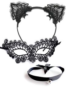 PRICES MAY VARY. CAT MASQUERADE MASK / LACE CAT EARS / CHOKER NECKLACE with Bell – BLACK CAT COSTUME – Costumes for Halloween or Cosplay for Adult (Women / Woman) Holloween, Rave Festival, Music Raves, Fancy Role Play Time / Ball Dress Up, Themed Parties like Cosplay Neko Atsume Ears or Cat Lolita ONE SIZE FITS MOST – A Diva Costume Accessories Set Lace Cat Ears Headband, Black Lace Face Mask Womens, Cat Chocker Necklace For Adults – Kitten Costume Accessory Kit CUTE KITTIE KIT - 3 PCS SET Cat E Black Cat Costume For Women, Cat Costume For Women, Masquerade Mask Lace, Cat Tail Costume, Cat Outfit Halloween, Cat Masquerade Mask, Black Cat Halloween Costume, Black Cat Costume, Girlfriend Clothes